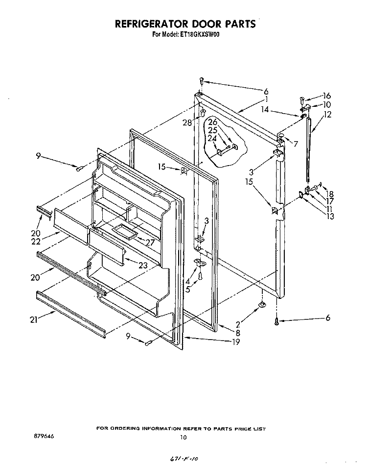 REFRIGERATOR DOOR , LIT/OPTIONAL Diagram and Parts List for ET18GKXSW00  Whirlpool Refrigerator