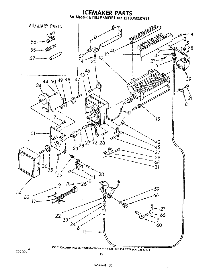 ICEMAKER , MISCELLANEOUS Diagram and Parts List for ET18JMXMWR1  Whirlpool Refrigerator