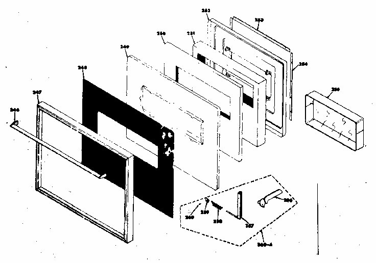 Lower Black Glass Door Section Diagram and Parts List for 8504277080  Kenmore Range