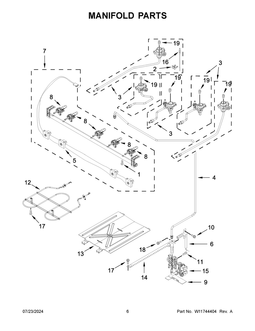 04 - Manifold Parts Diagram and Parts List for  Whirlpool Range