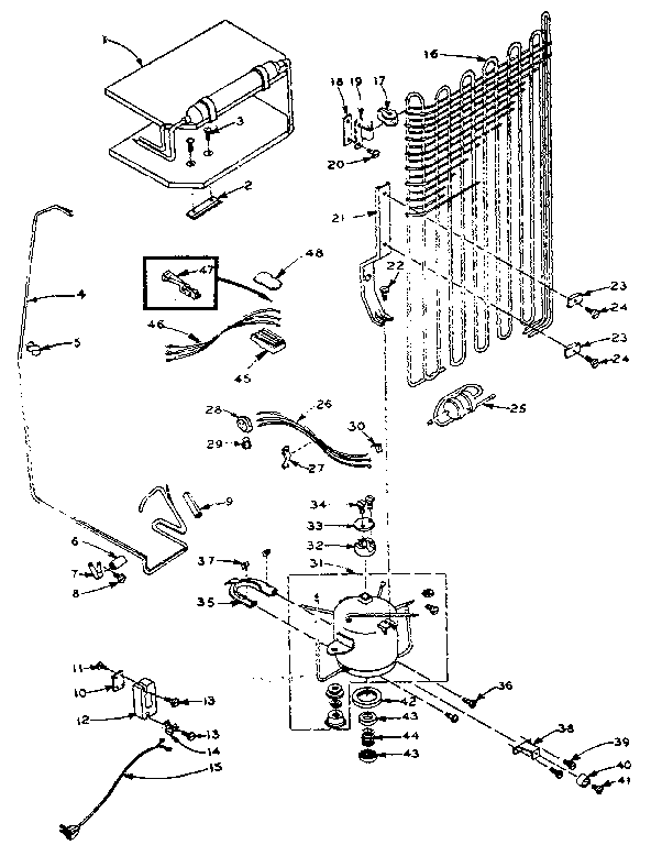 Refrigerator Unit Parts Diagram and Parts List for 106M9BL-F  Kenmore Refrigerator
