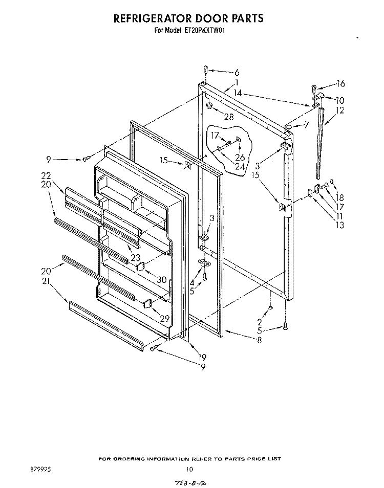 REFRIGERATOR DOOR , NOT ILLUSTRATED Diagram and Parts List for ET20PKXTG01  Whirlpool Refrigerator