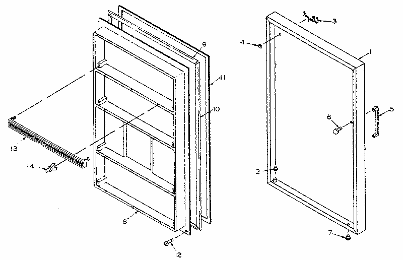 Door Parts Diagram and Parts List for 106S12A  Kenmore Refrigerator