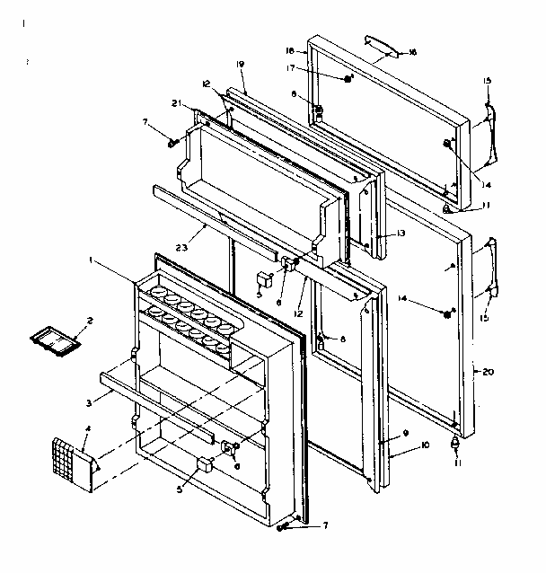 Door Parts Diagram and Parts List for 106T12D1  Kenmore Refrigerator