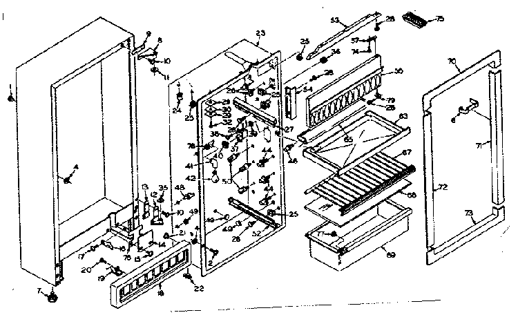 Cabinet Parts Diagram and Parts List for 106U11A  Kenmore Refrigerator