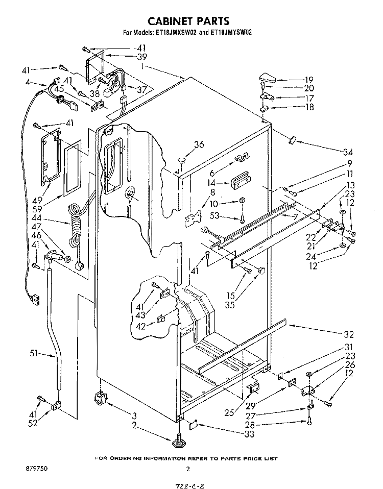 CABINET Diagram and Parts List for ET18JMYSF02  Whirlpool Refrigerator