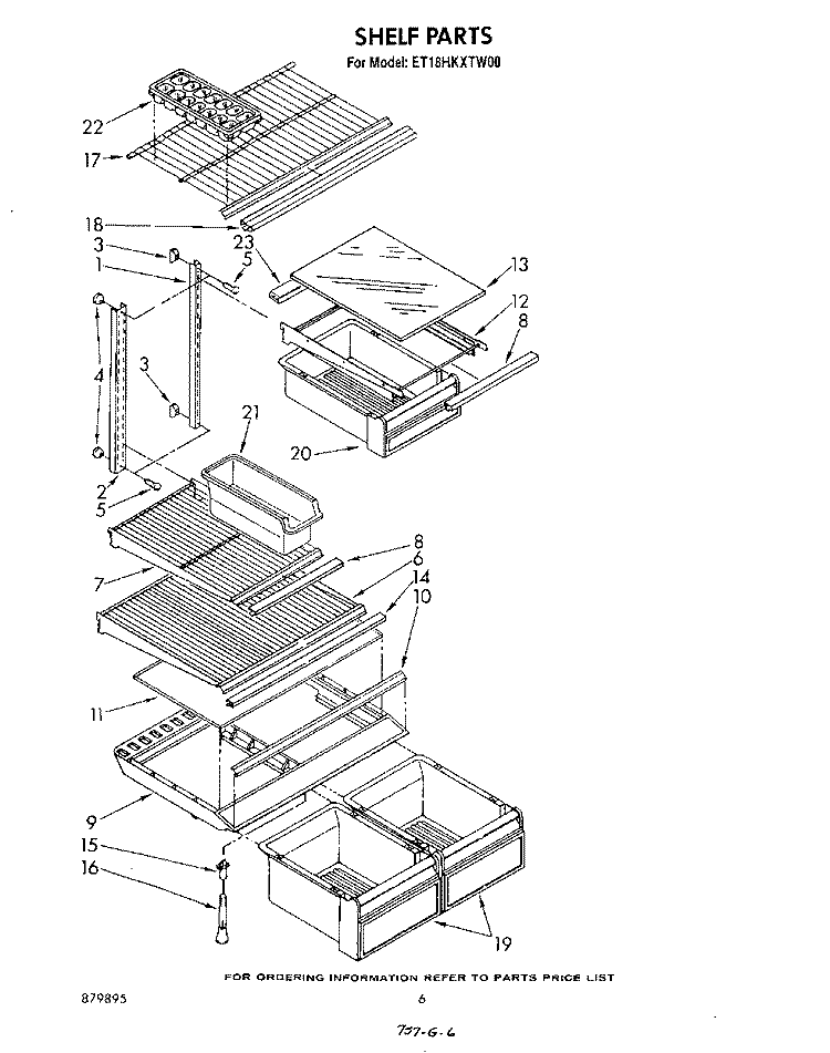 SHELF Diagram and Parts List for ET18HKXTW00  Whirlpool Refrigerator