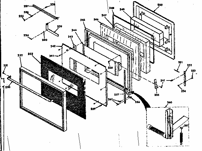 Upper Black Glass Door Diagram and Parts List for 8504277241  Kenmore Range