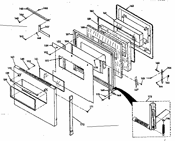 Oven Door Diagram and Parts List for 8504237341  Kenmore Range
