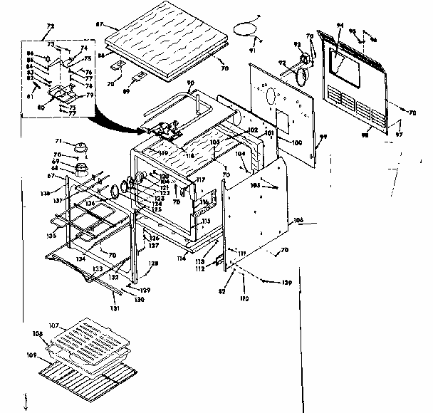 Body Section Diagram and Parts List for 8504237320  Kenmore Range