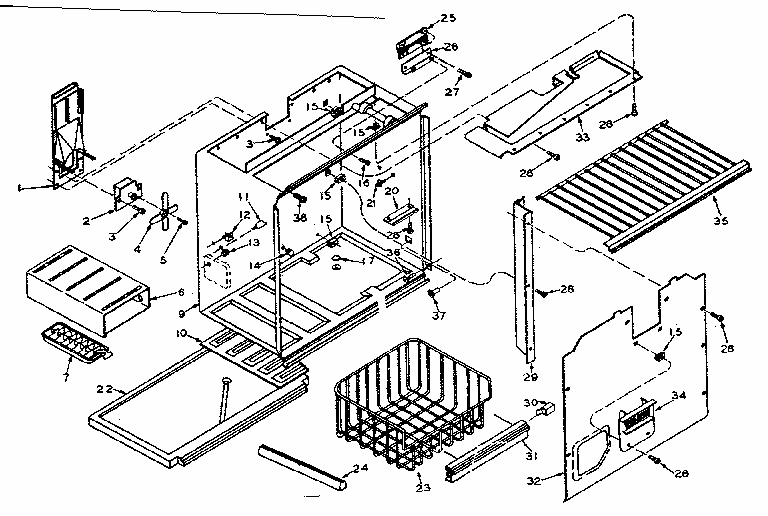 Freezer Section Parts Diagram and Parts List for 106T16G1  Kenmore Refrigerator
