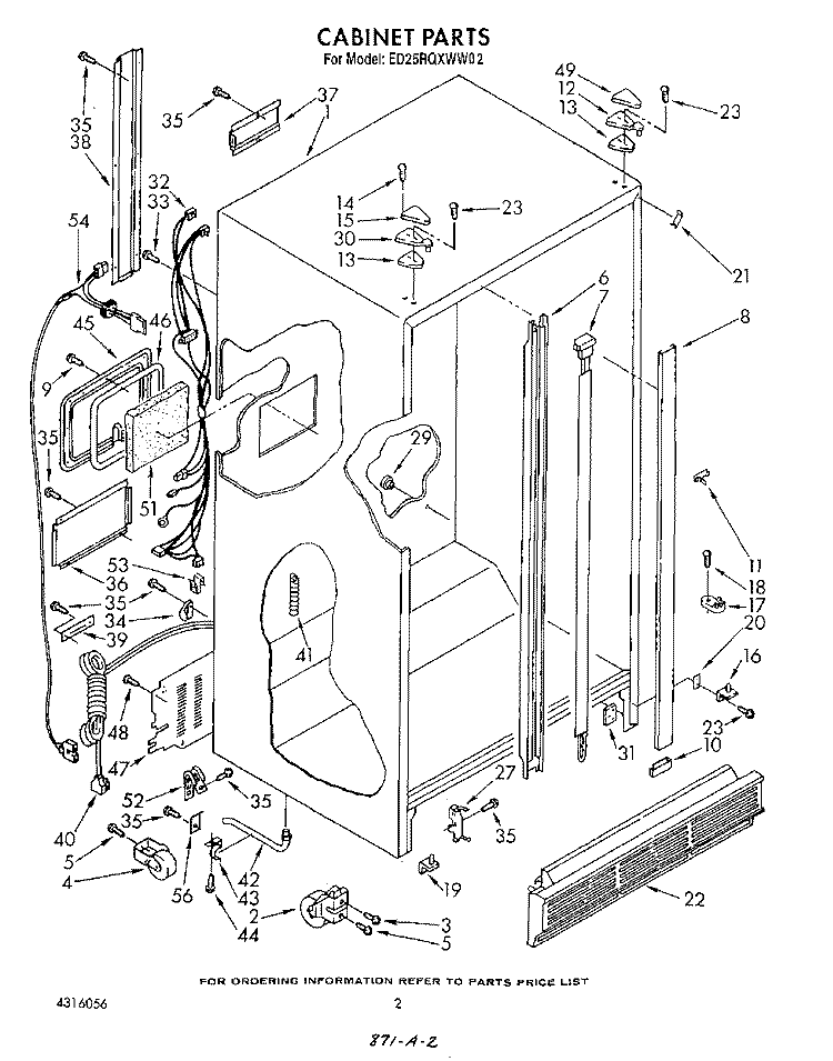 CABINET Diagram and Parts List for ED25RQXWW02  Whirlpool Refrigerator