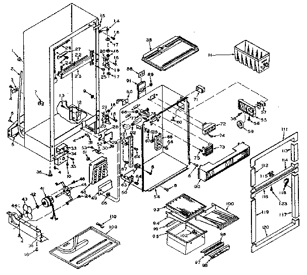 Refrigerator Cabinet Parts Diagram and Parts List for 106U14EL1  Kenmore Refrigerator