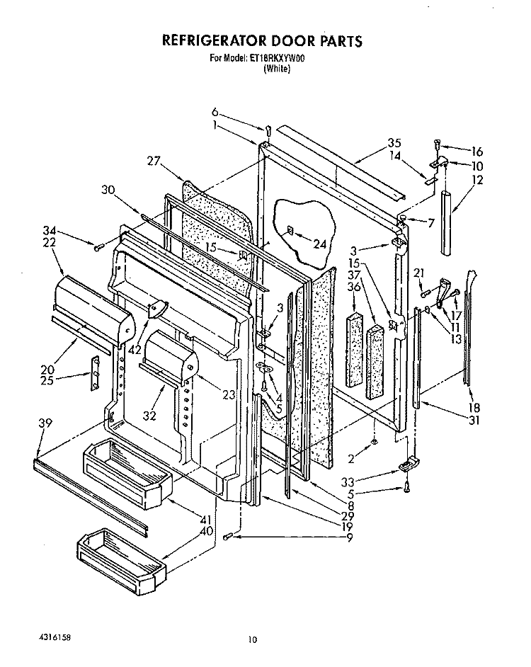 REFRIGERATOR DOOR Diagram and Parts List for ET18RKXYN00  Whirlpool Refrigerator