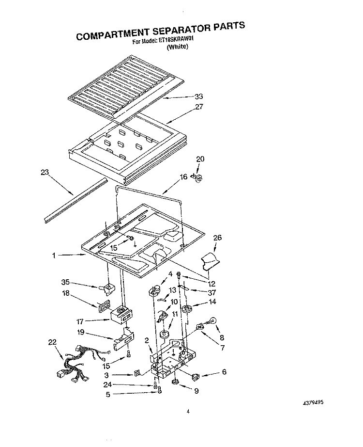 COMPARTMENT SEPARATOR Diagram and Parts List for ET18SKRAW01  Whirlpool Refrigerator