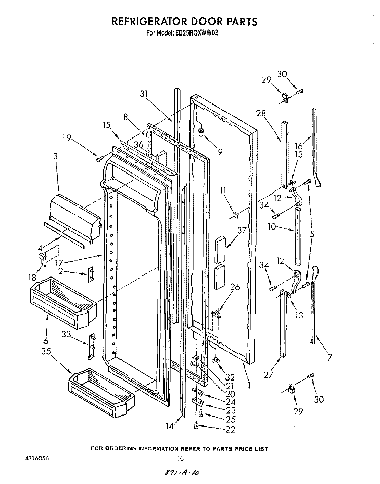 REFRIGERATOR DOOR Diagram and Parts List for ED25RQXWW02  Whirlpool Refrigerator
