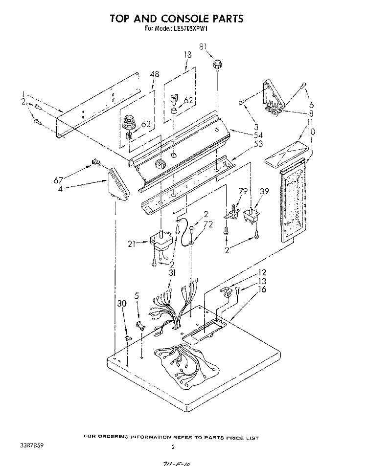 SECTION Diagram and Parts List for  Whirlpool Dryer