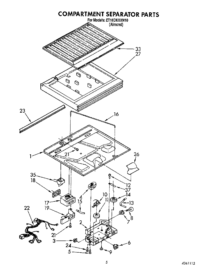 COMPARTMENT SEPARATOR Diagram and Parts List for ET18DKXXN10  Whirlpool Refrigerator