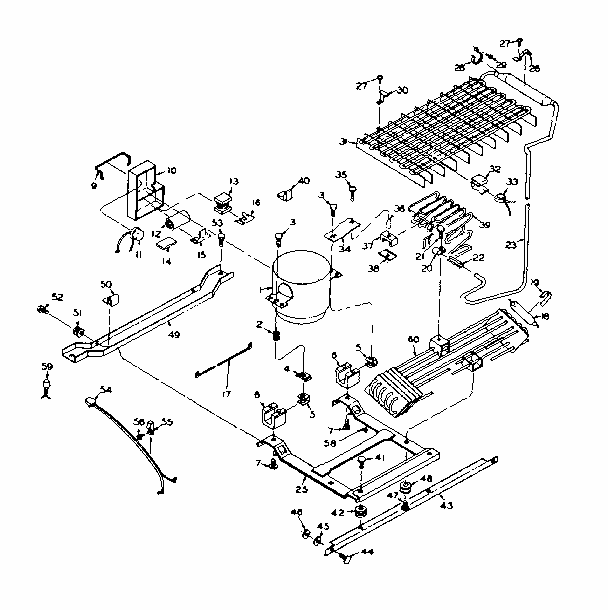 Refrigerator Unit Diagram and Parts List for 106U16E  Kenmore Refrigerator