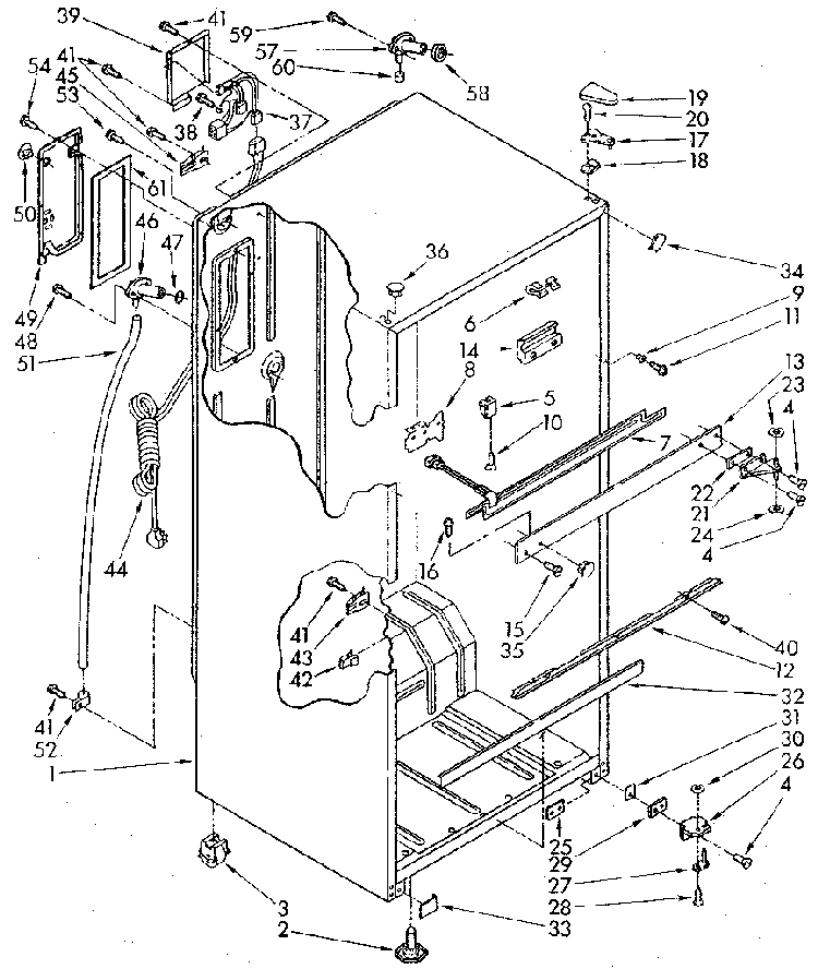 Cabinet Diagram and Parts List for ET18NKXSM02  Whirlpool Refrigerator