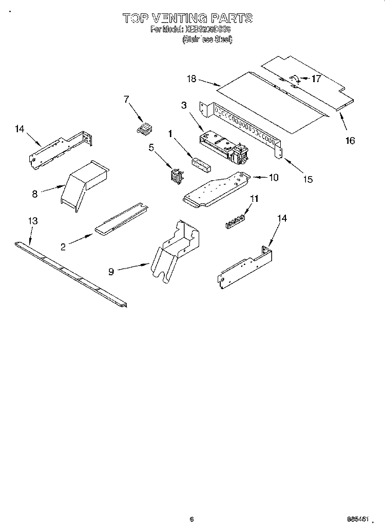 TOP VENTING, OPTIONAL Diagram and Parts List for KEBS208DSS6  KitchenAid Wall Oven