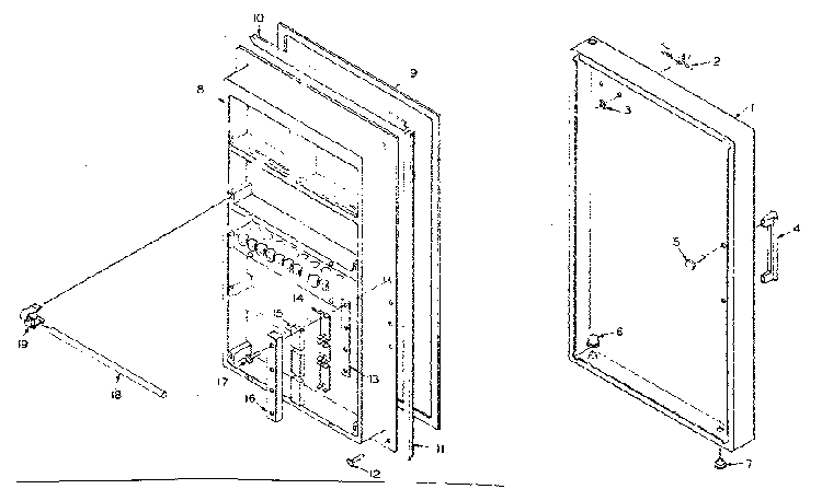 Refrigeration Door Parts Diagram and Parts List for 106N10S  Kenmore Refrigerator