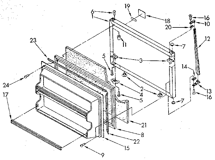 Freezer Door Diagram and Parts List for ET18GKXSG0A  Whirlpool Refrigerator