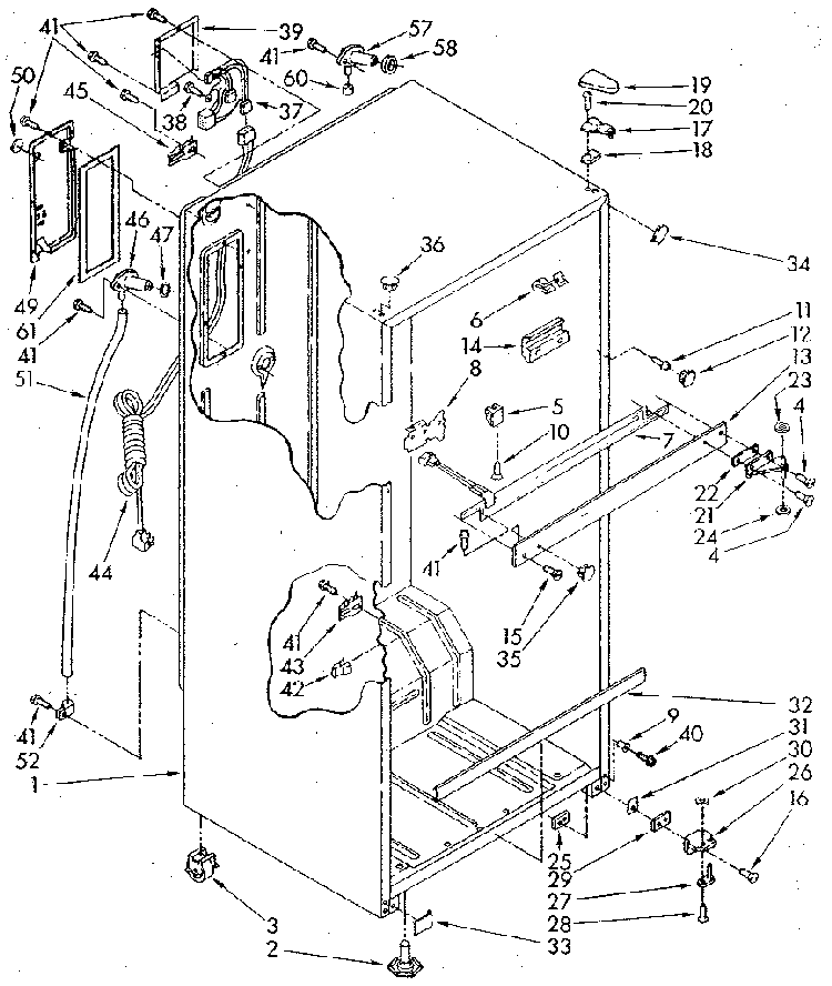 Cabinet Diagram and Parts List for ET18NKXSN04  Whirlpool Refrigerator