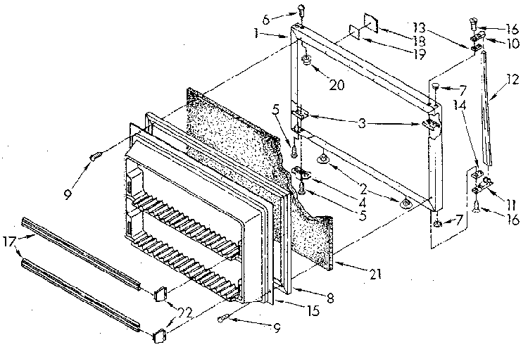 Freezer Door Diagram and Parts List for ET20AKXSN07  Whirlpool Refrigerator