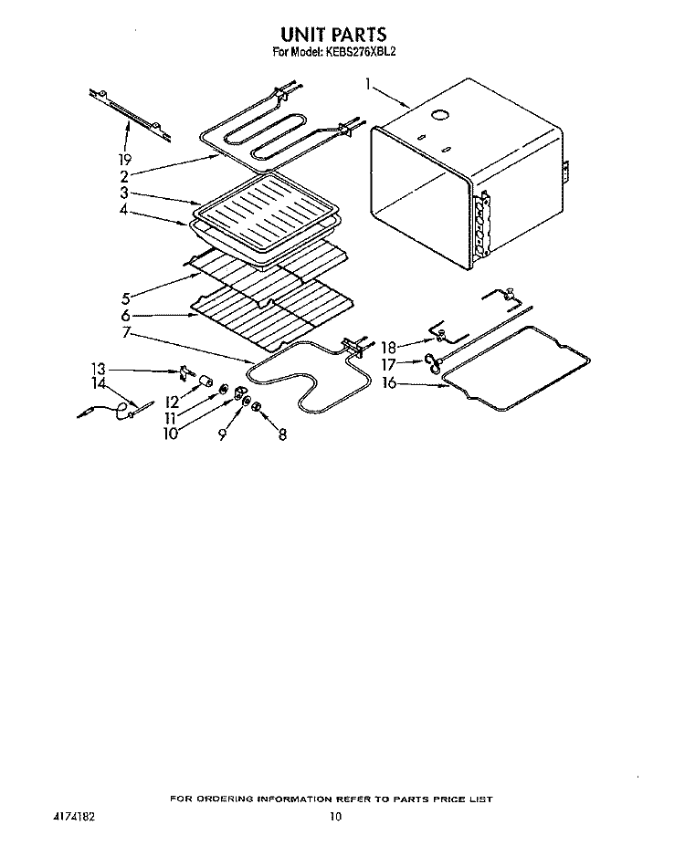 UNIT Diagram and Parts List for KEBS276XBL2  KitchenAid Wall Oven