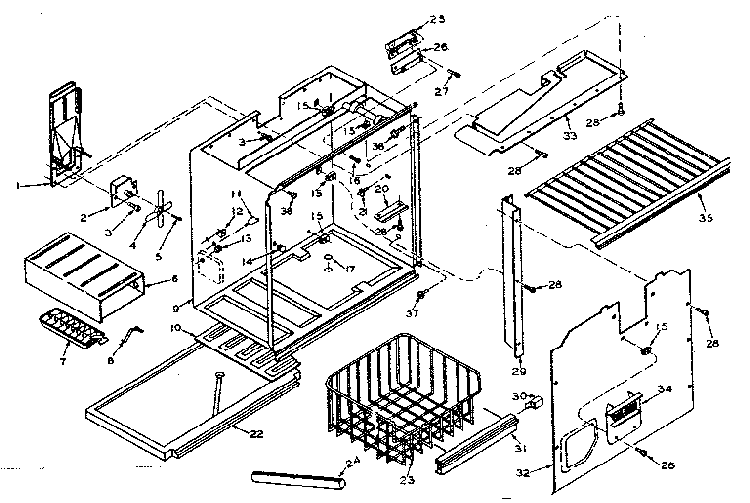 Freezer Section Parts Diagram and Parts List for 106T14GL1  Kenmore Refrigerator