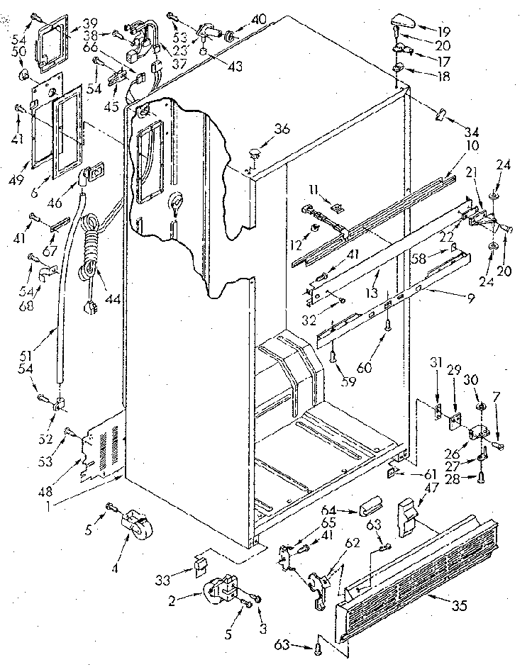 Cabinet Diagram and Parts List for ET20GKXSG01  Whirlpool Refrigerator
