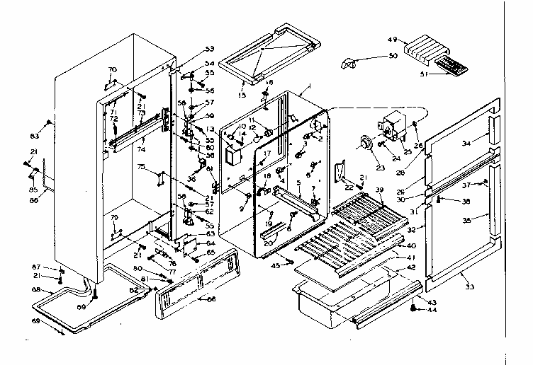 Cabinet Parts Diagram and Parts List for 106T12D1  Kenmore Refrigerator