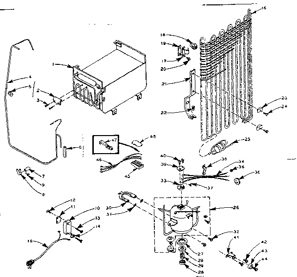 Refrigerator Unit Parts Diagram and Parts List for 106M8AL-F  Kenmore Refrigerator