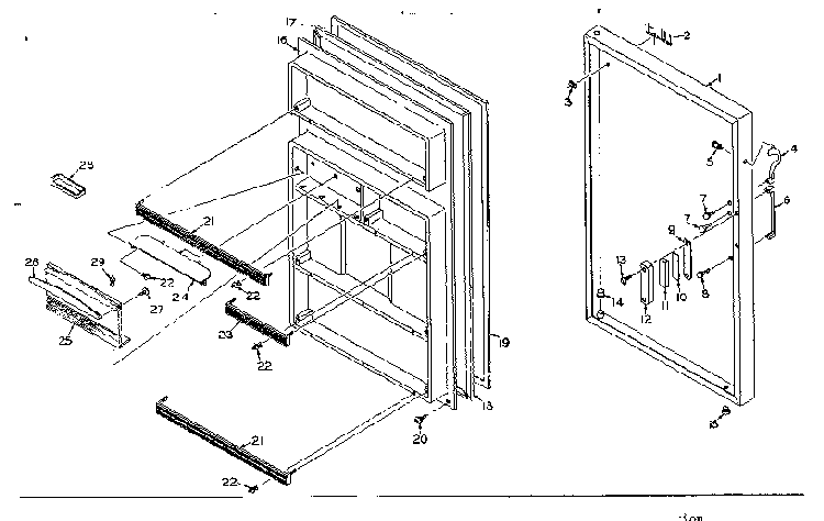 Refrigerator Door Parts Diagram and Parts List for 106R12CL1  Kenmore Refrigerator