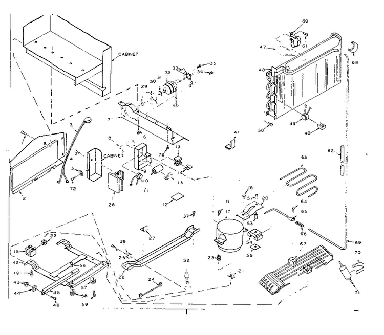 Refrigerator Unit Parts Diagram and Parts List for 106U18G  Kenmore Refrigerator