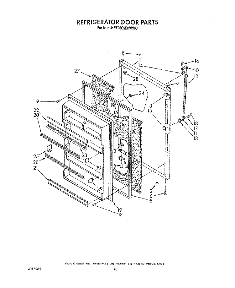 REFRIGERATOR DOOR Diagram and Parts List for ET20GMXWN00  Whirlpool Refrigerator