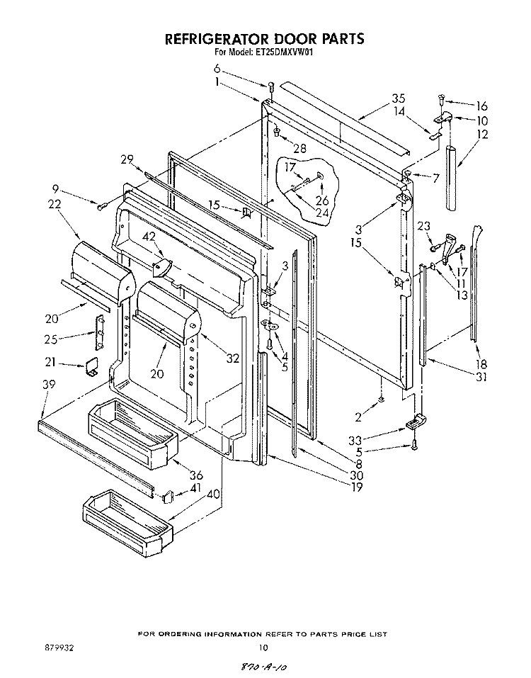 REFRIGERATOR DOOR Diagram and Parts List for ET25DMXVF01  Whirlpool Refrigerator