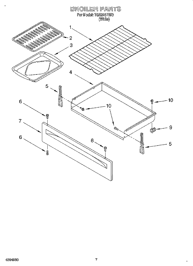 BROILER Diagram and Parts List for TGS325EW0  Estate Range