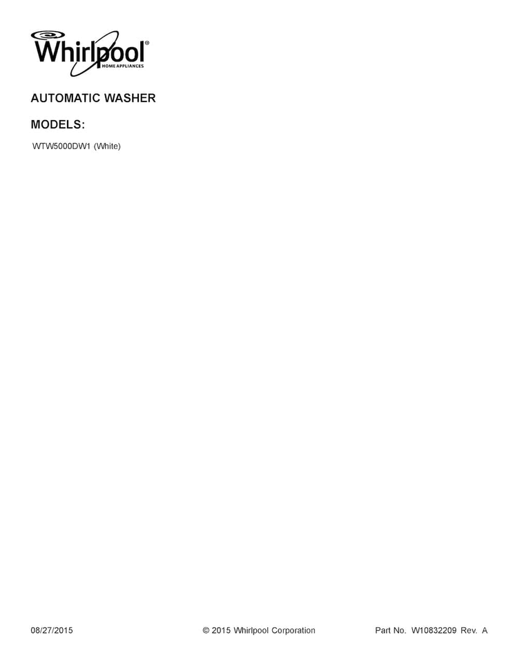Cover Sheet Diagram and Parts List for  Whirlpool Washer