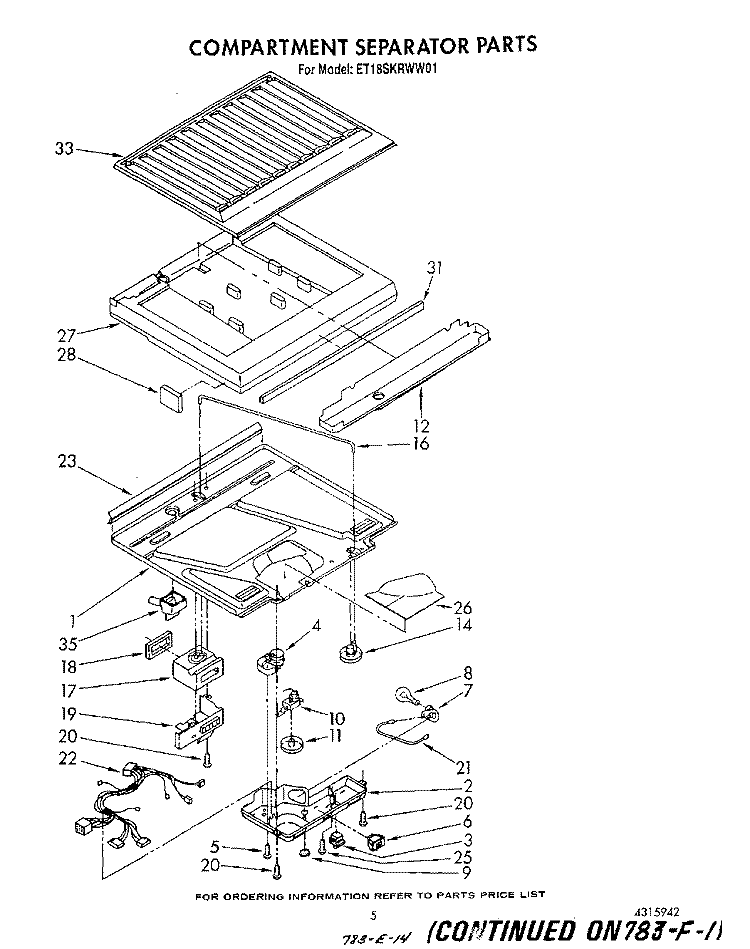 COMPARTMENT SEPARATOR Diagram and Parts List for ET18SKRWN01  Whirlpool Refrigerator