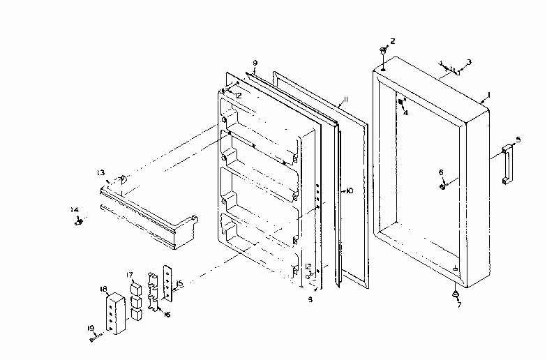 Door Parts Diagram and Parts List for 106N12B-1  Kenmore Refrigerator