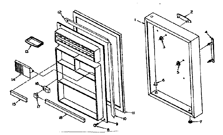 Door Parts Diagram and Parts List for 106U11A  Kenmore Refrigerator