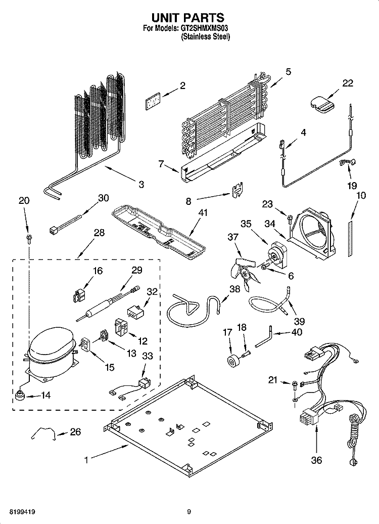 UNIT PARTS Diagram and Parts List for GT2SHMXMS03  Whirlpool Refrigerator