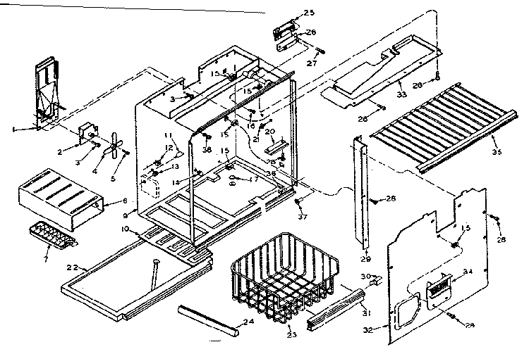 Freezer Section Parts Diagram and Parts List for 106T16GL1  Kenmore Refrigerator