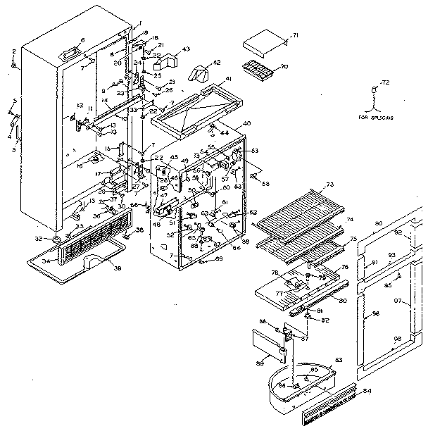Cabinet Parts Diagram and Parts List for 106N12D  Kenmore Refrigerator