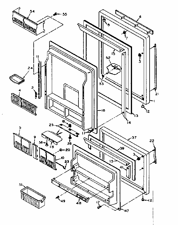 Refrigerator Door Parts Diagram and Parts List for 106U16GIM  Kenmore Refrigerator