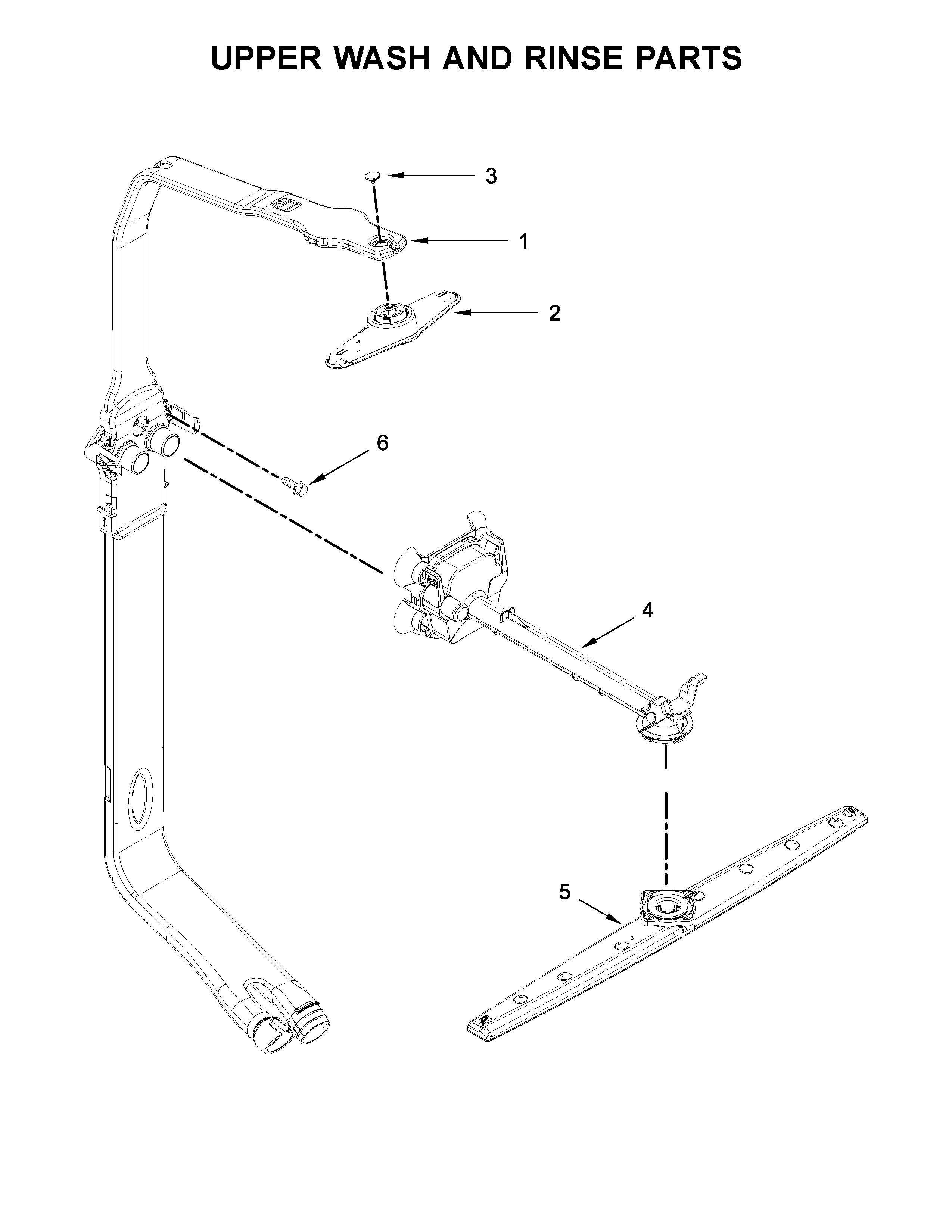 08 - UPPER WASH AND RINSE PARTS Diagram and Parts List for  Whirlpool Dishwasher