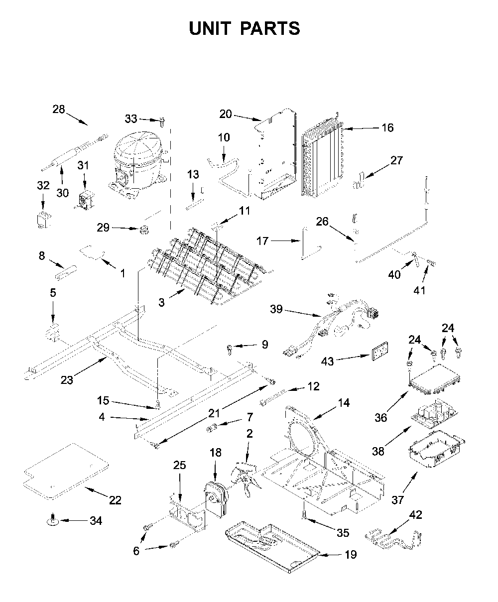 Unit parts Diagram and Parts List for  Whirlpool Refrigerator