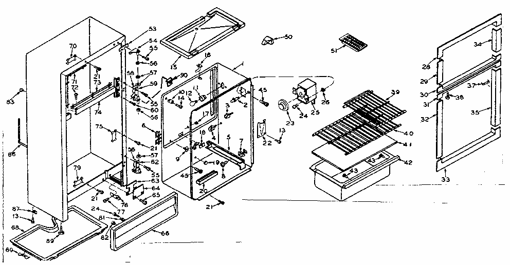 Cabinet Parts Diagram and Parts List for 106T12DSL1  Kenmore Refrigerator